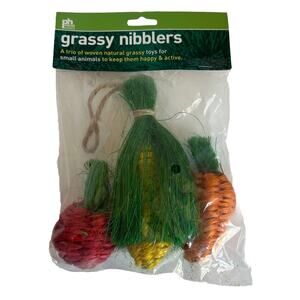Grassy Nibblers Trio Woven Natural Grassy Toys Small Animals Apple Corn Carrot